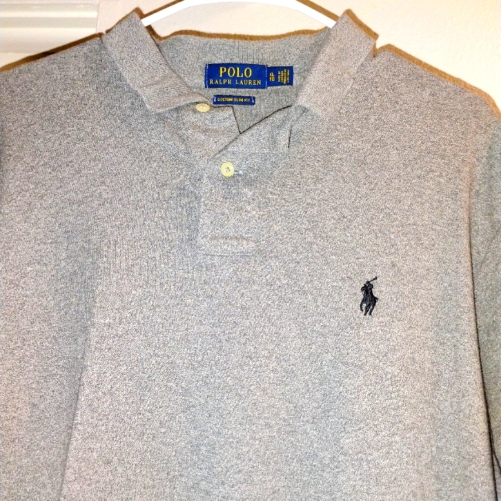 RALPH LAUREN POLO XL GRAY CUSTOM SLIM FIT